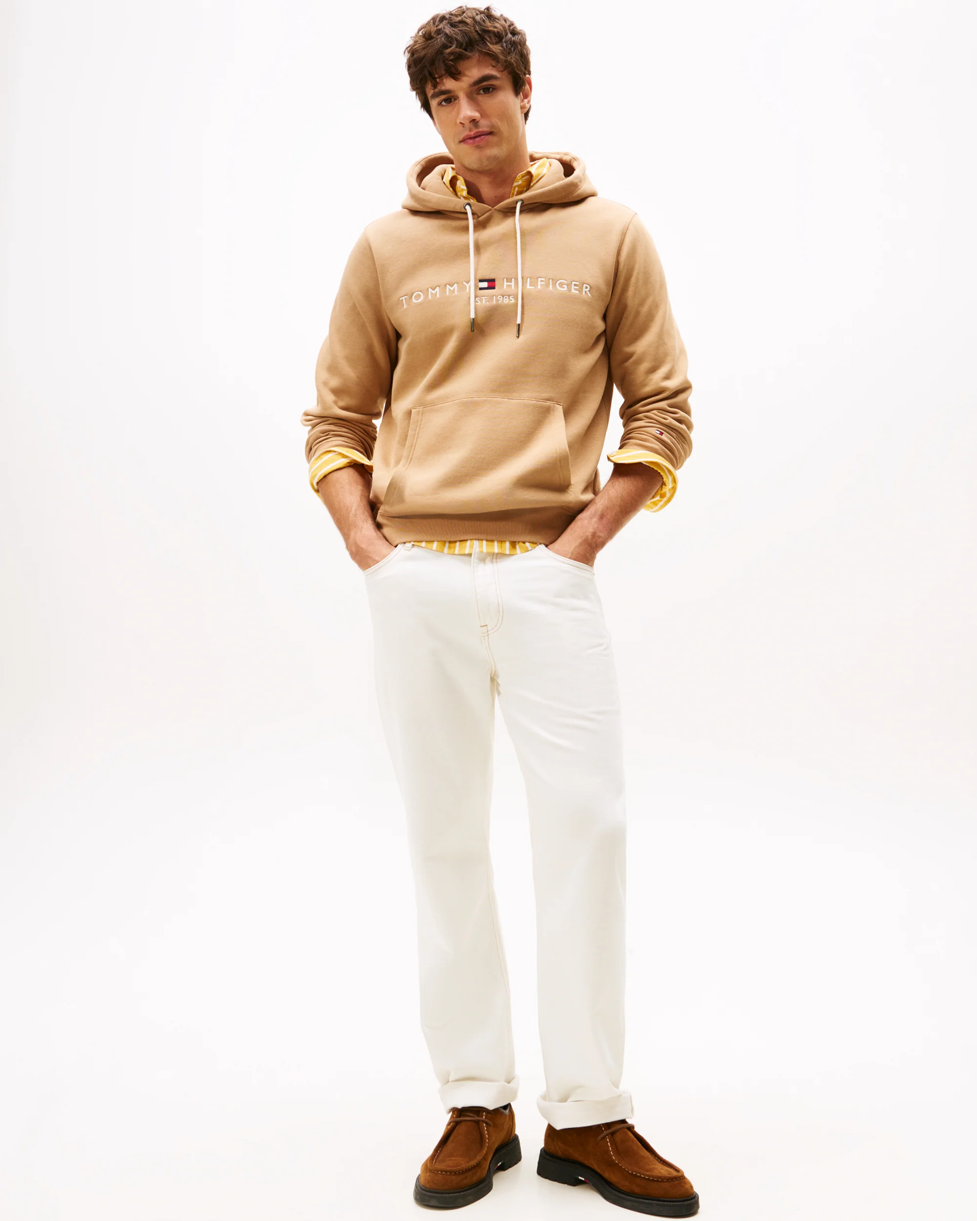 Tommy Hilfiger Tommy Logo Flex Fleece Hoodie - Timeless Camel - Image 3