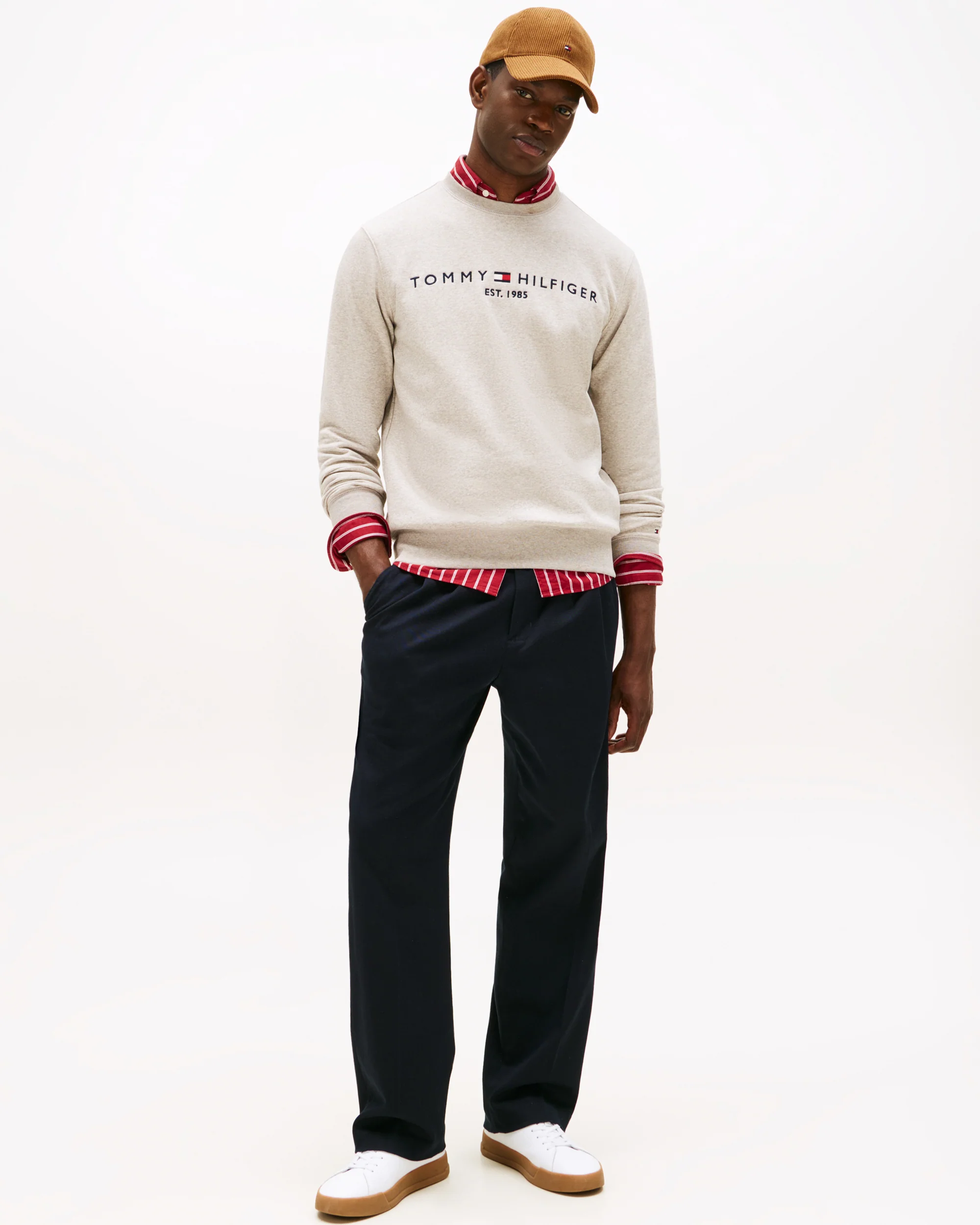 Tommy Hilfiger Tommy Logo Mens Sweatshirt - Heathered Pebble - Image 3