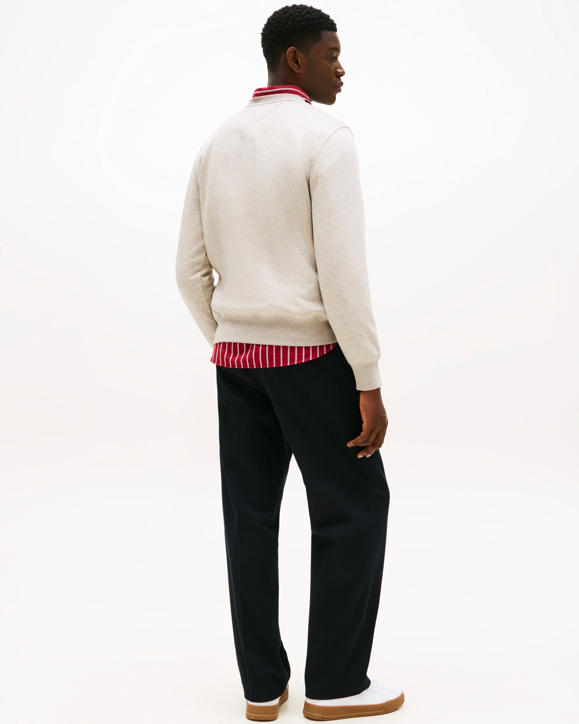Tommy Hilfiger Tommy Logo Mens Sweatshirt - Heathered Pebble - Image 4