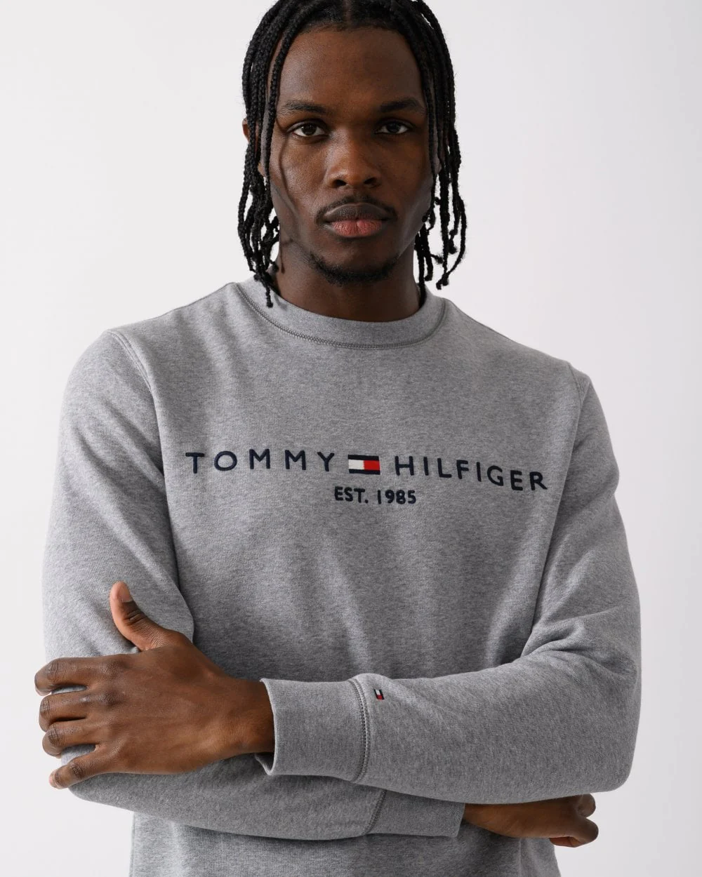 Tommy Hilfiger Tommy Logo Mens Sweatshirt - Medium Grey Heather - Image 2