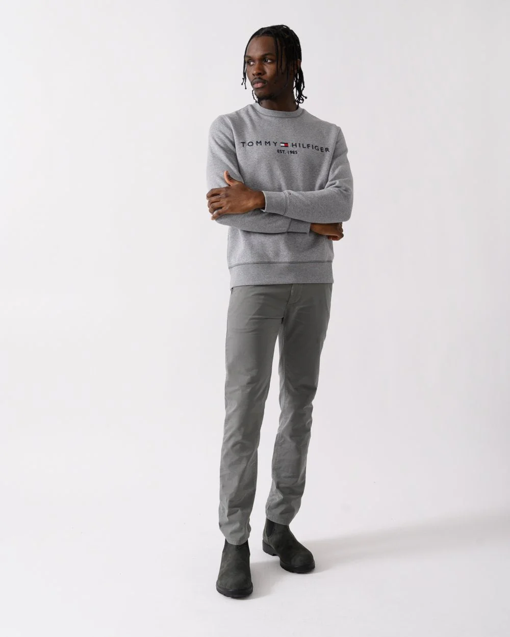 Tommy Hilfiger Tommy Logo Mens Sweatshirt - Medium Grey Heather - Image 3