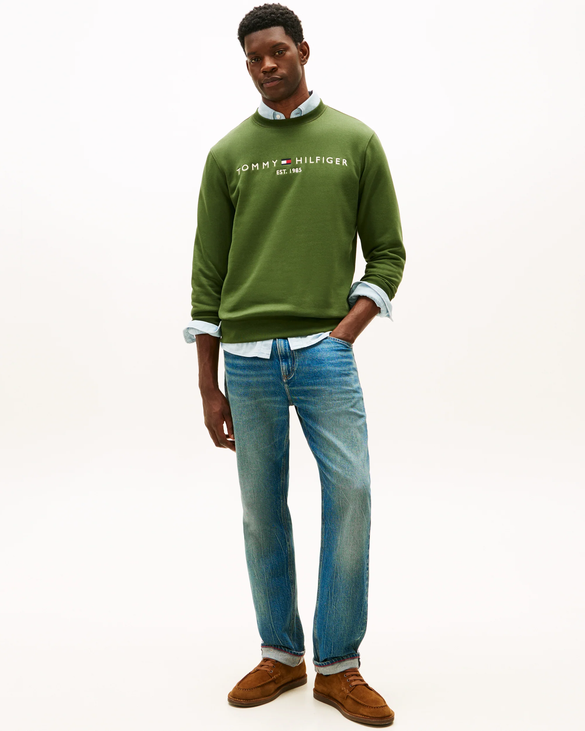 Tommy Hilfiger Tommy Logo Mens Sweatshirt - Mountain Pine - Image 3