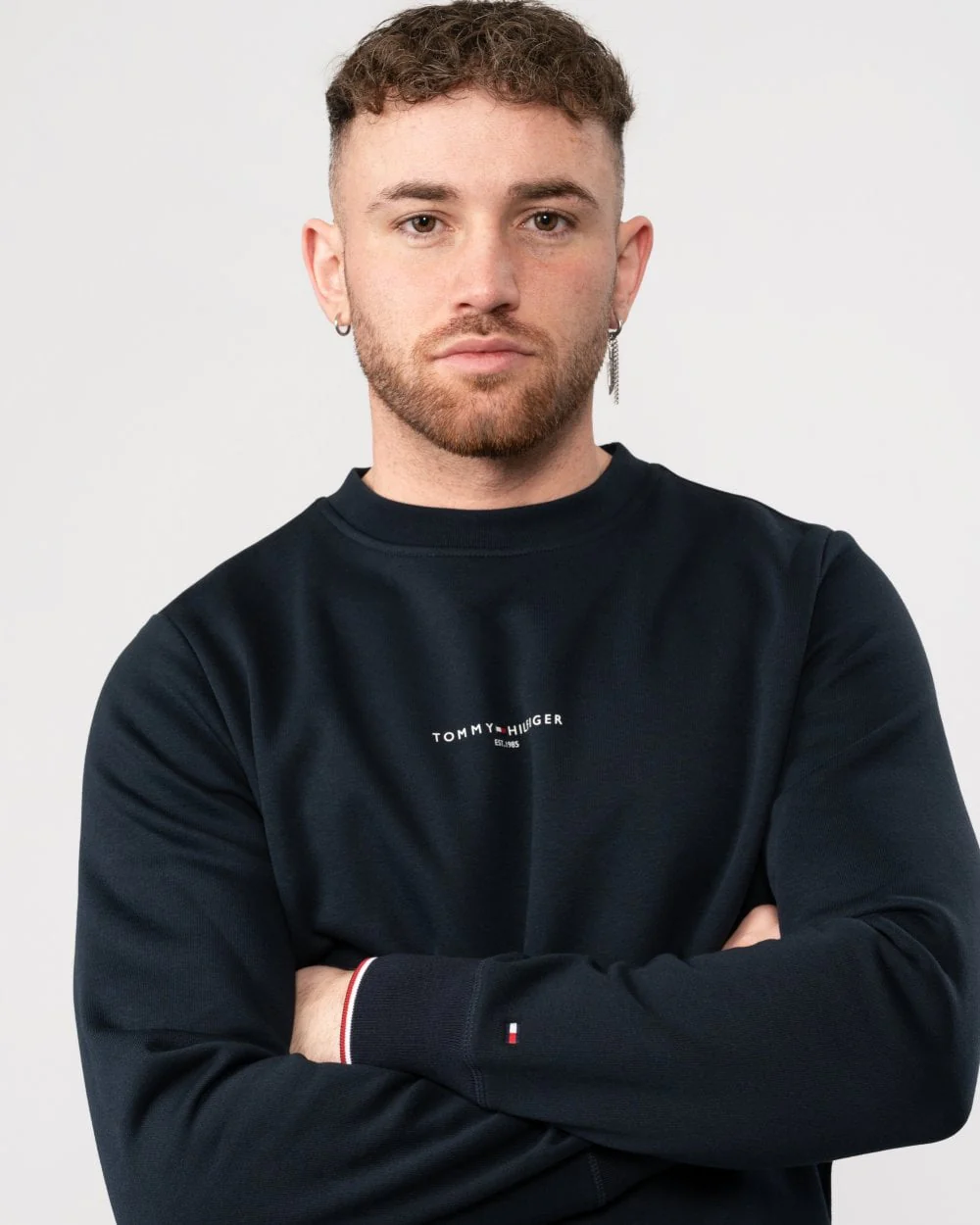 Tommy Hilfiger Tommy Logo Mens Tipped Sweatshirt - Image 2