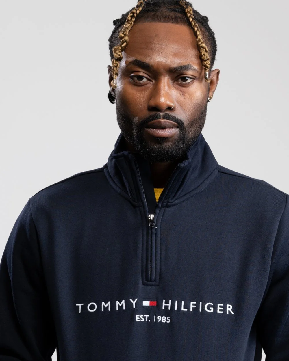 Tommy Hilfiger Tommy Logo Mockneck Mens Sweatshirt - Desert Sky - Image 2