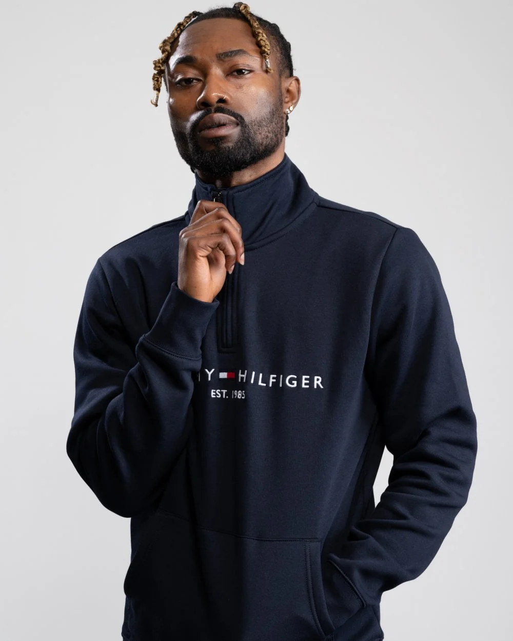 Tommy Hilfiger Tommy Logo Mockneck Mens Sweatshirt - Desert Sky - Image 5