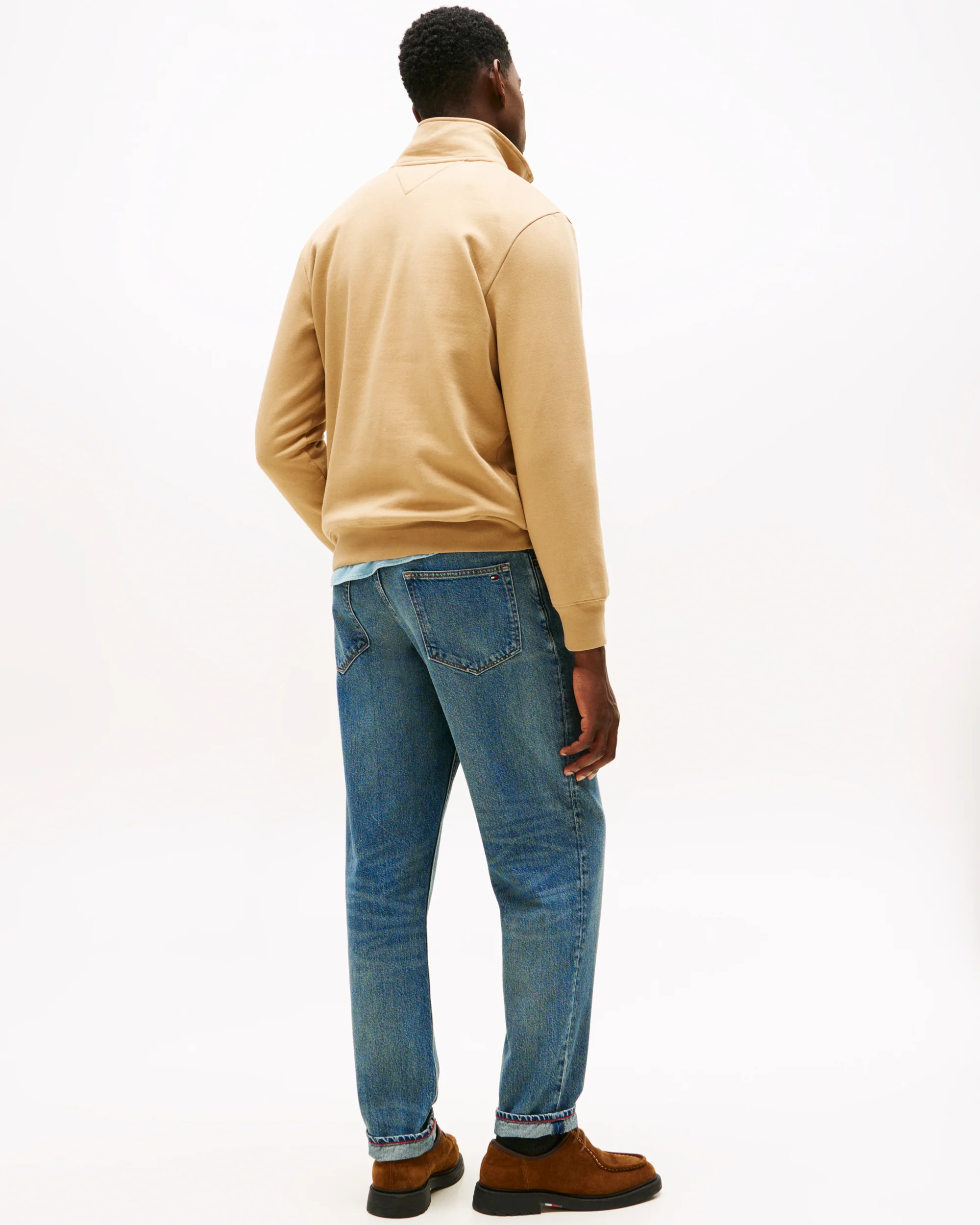 Tommy Hilfiger Tommy Logo Mockneck Mens Sweatshirt - Timeless Camel - Image 4