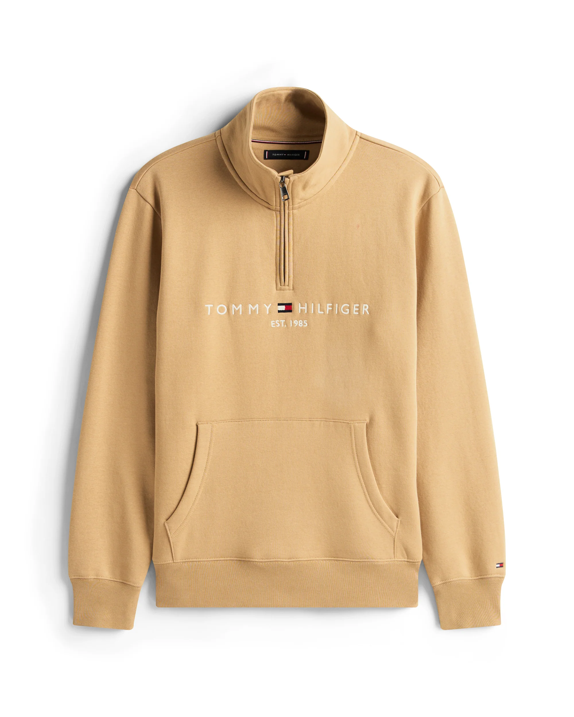 Tommy Hilfiger Tommy Logo Mockneck Mens Sweatshirt - Timeless Camel - Image 5