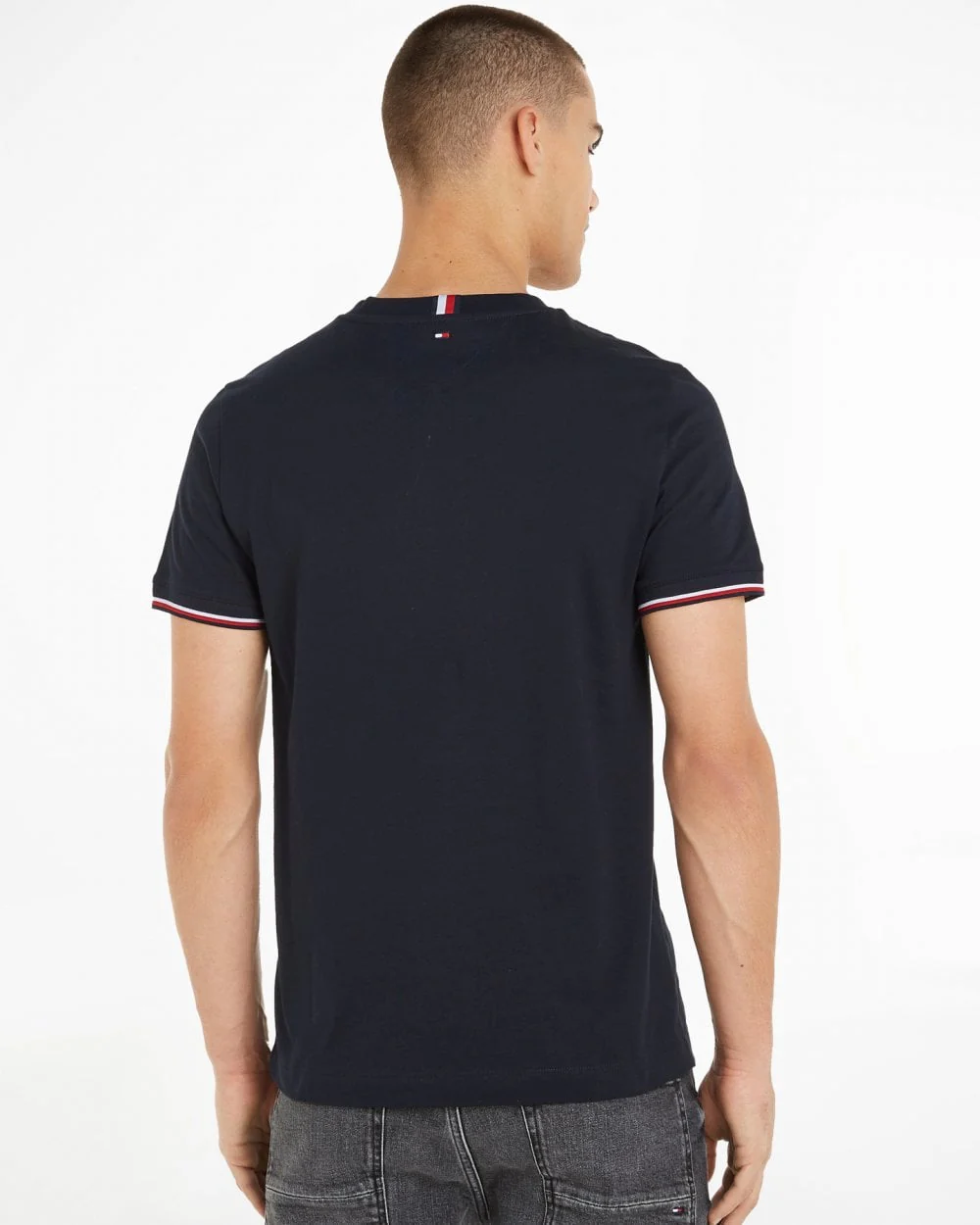 Tommy Hilfiger Tommy Logo Tipped Mens T-Shirt - Desert Sky - Image 3
