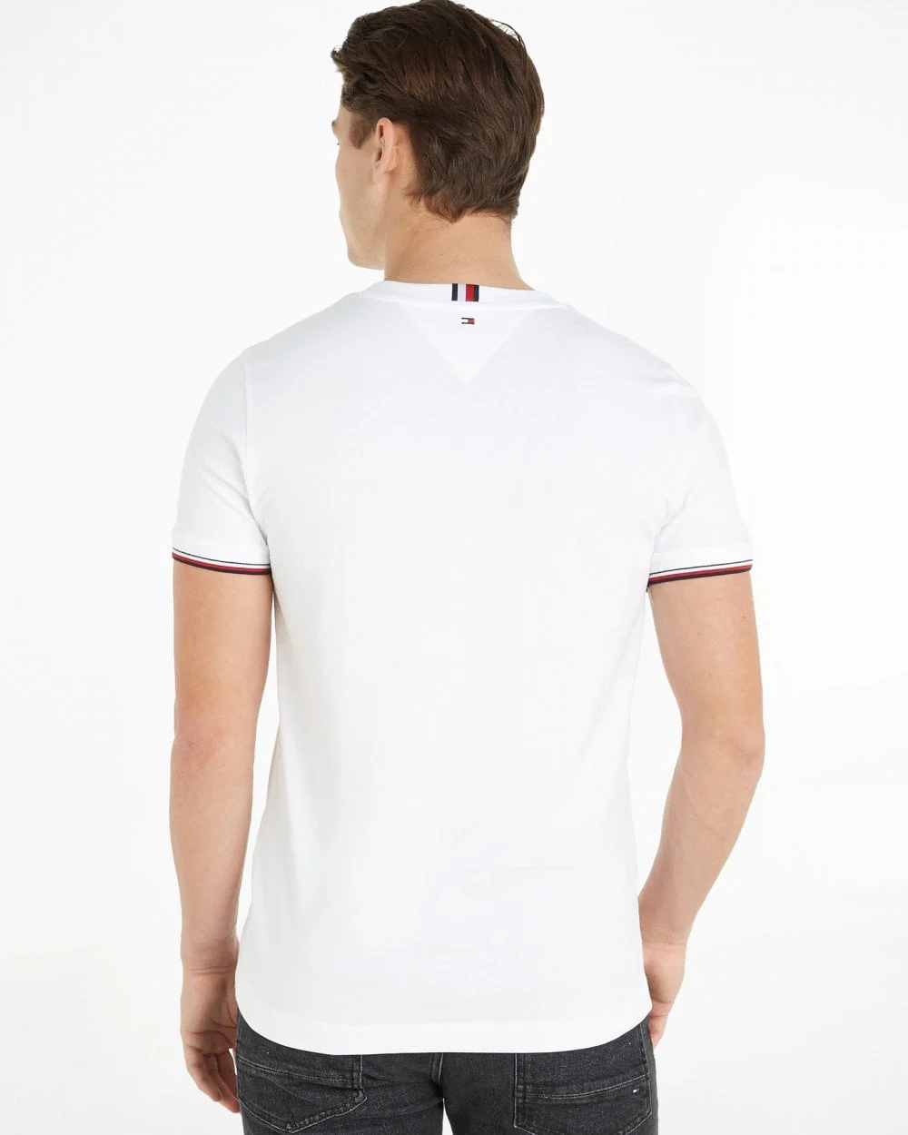 Tommy Hilfiger Tommy Logo Tipped Mens T-Shirt - White - Image 3