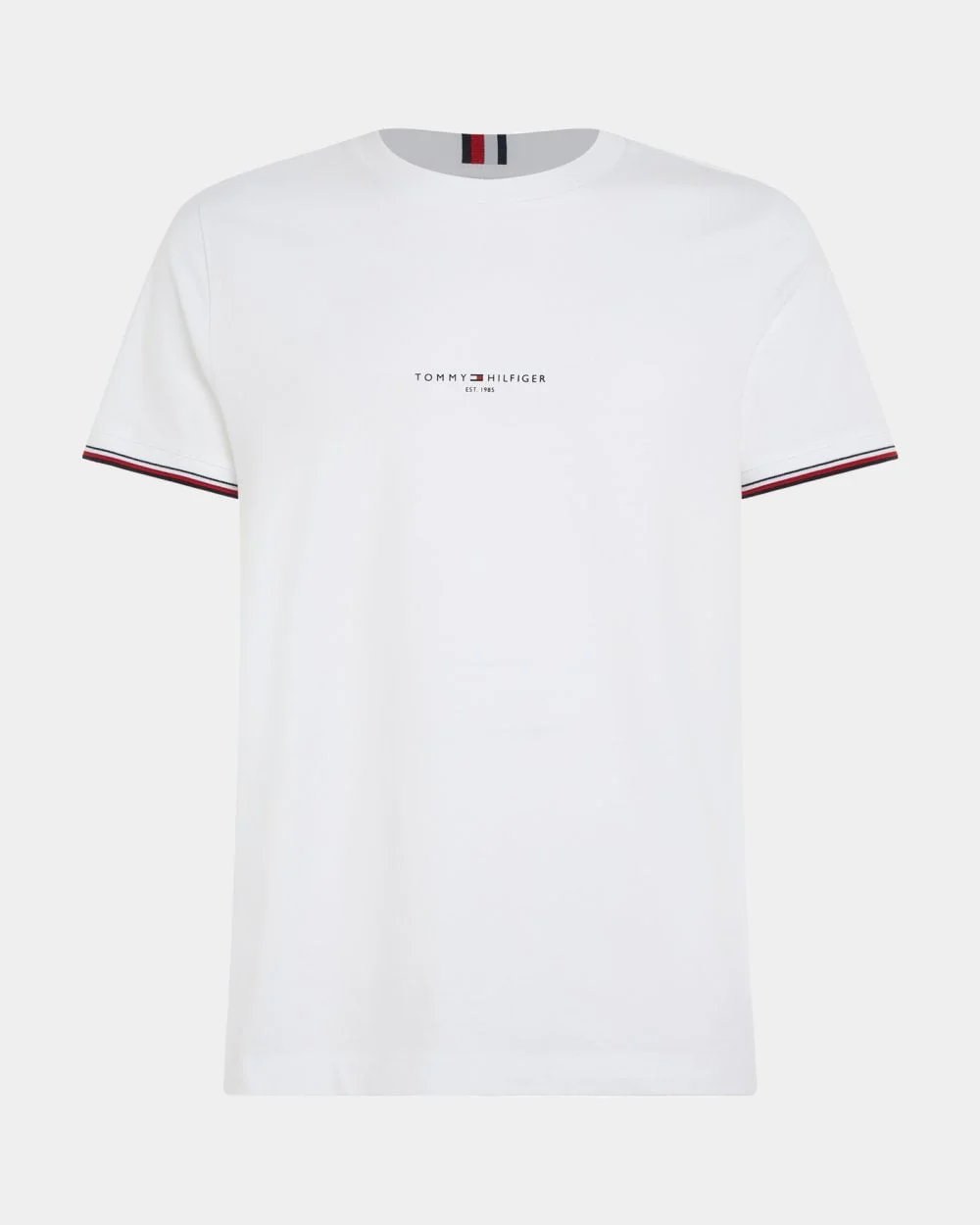 Tommy Hilfiger Tommy Logo Tipped Mens T-Shirt - White - Image 5