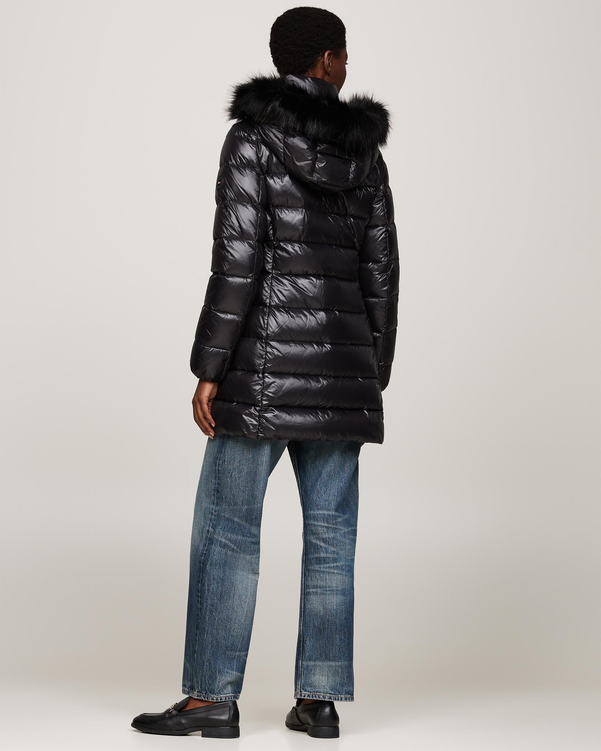 Tommy Hilfiger Tyra Gloss Long Down Faux Fur Womens Jacket - Image 4