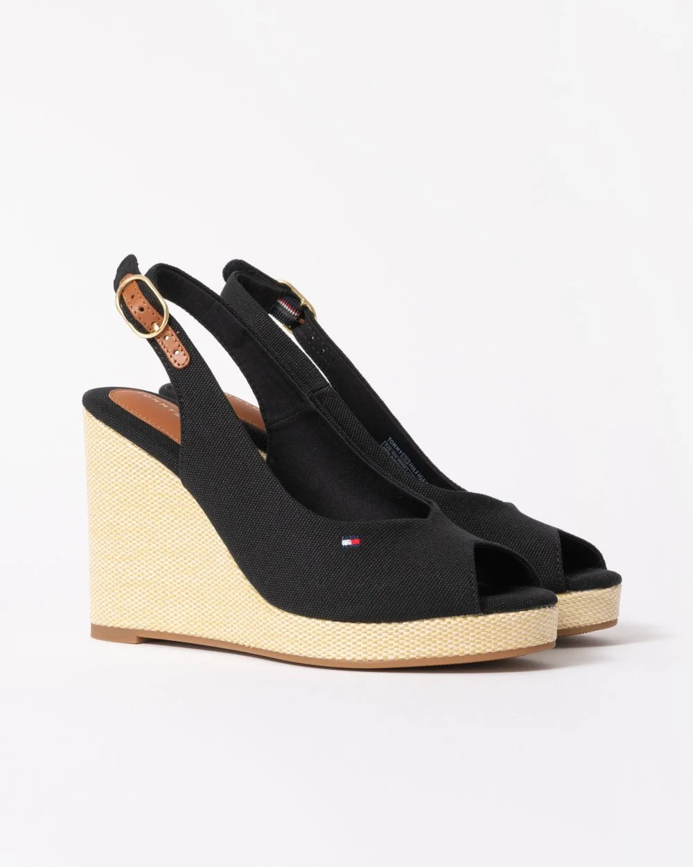 Tommy Hilfiger Womens Flag Slingback Wedge Espadrille - Black - Image 3