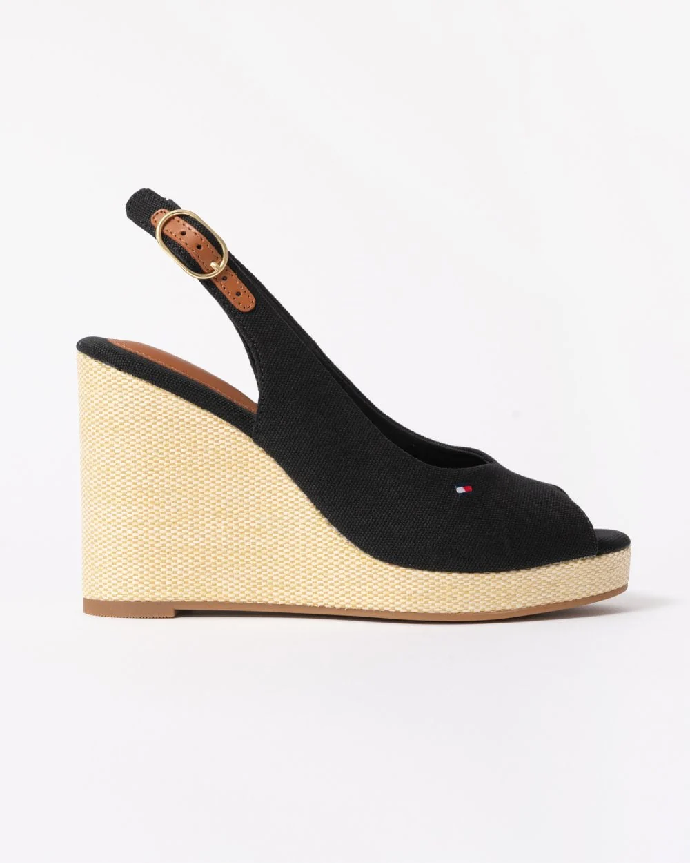 Tommy Hilfiger Womens Flag Slingback Wedge Espadrille - Black - Image 4