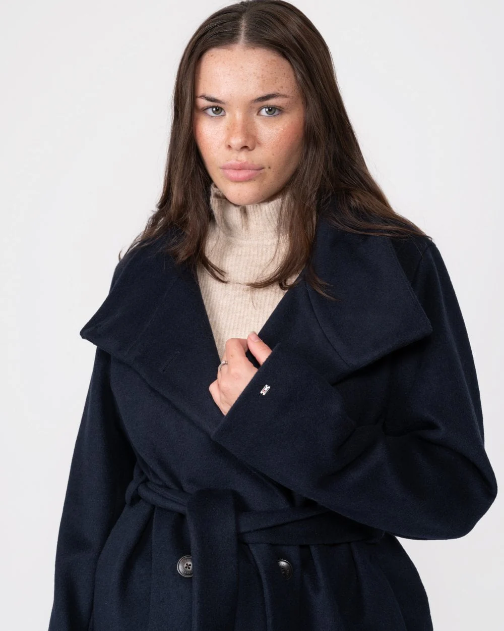 Tommy Hilfiger Wool Blend Womens Belted Funnel Jacket - Image 2