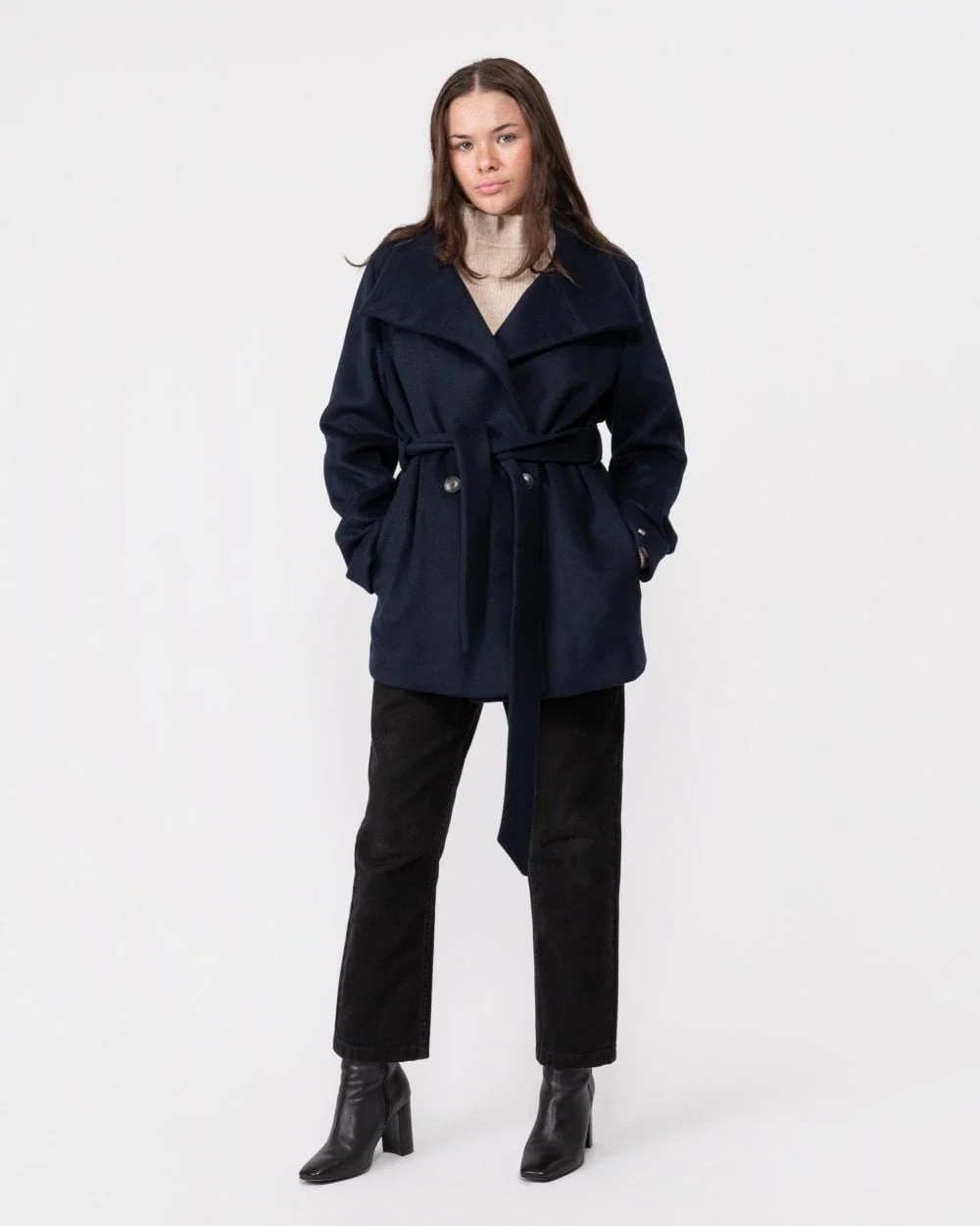 Tommy Hilfiger Wool Blend Womens Belted Funnel Jacket - Image 3