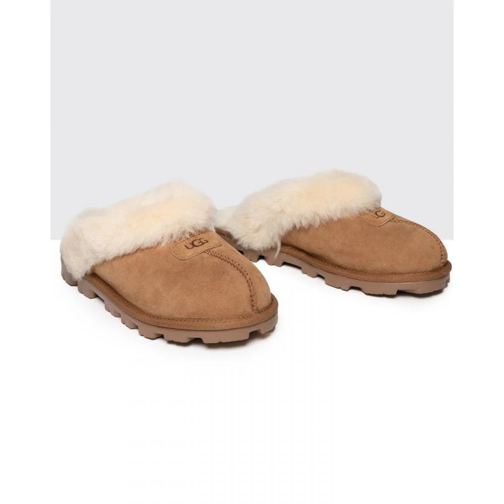 UGG Coquette Womens Sheepskin Mule Slippers - Chestnut - Image 6