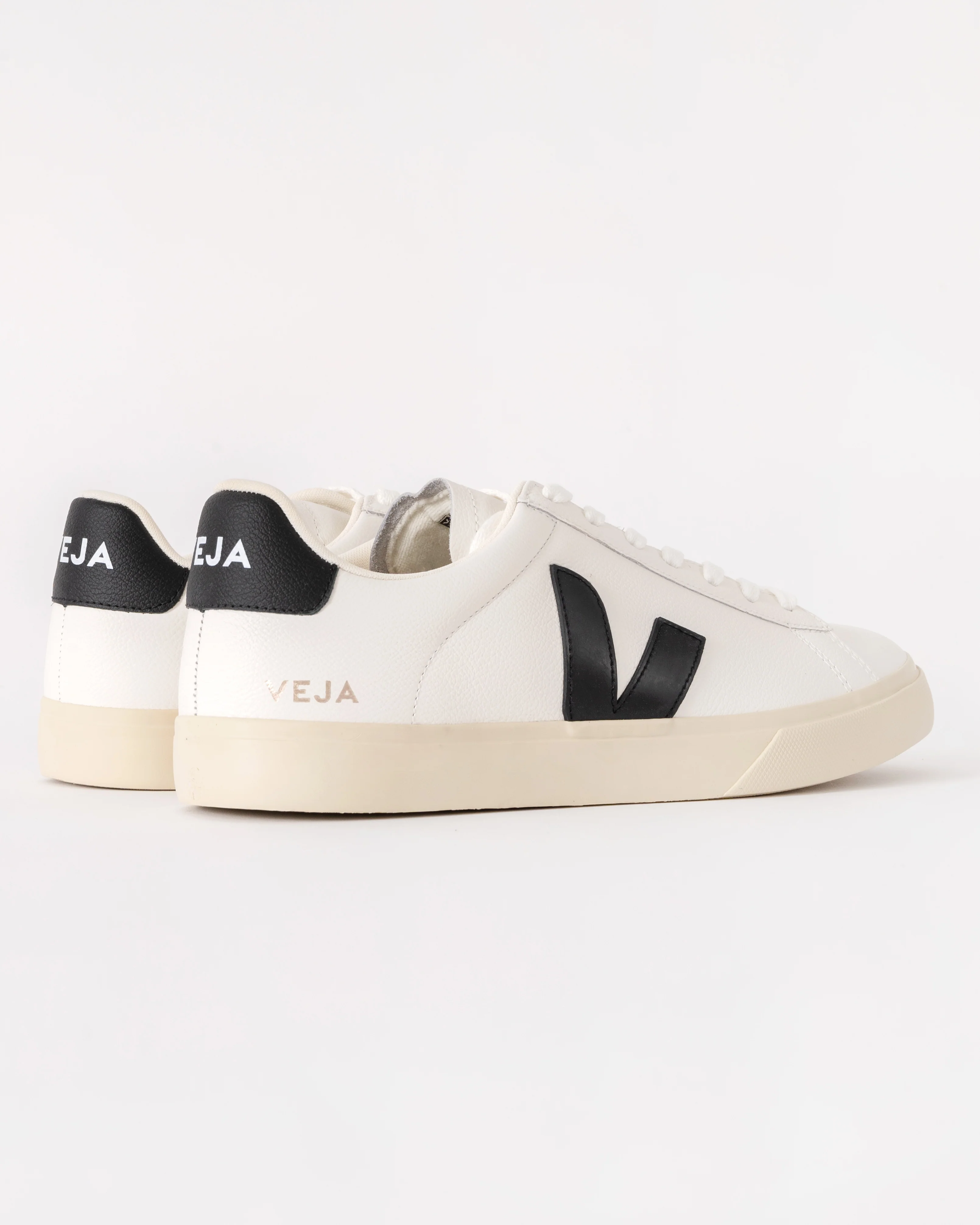 VEJA Campo Leather Womens Trainers - Extra White/Black - Image 3