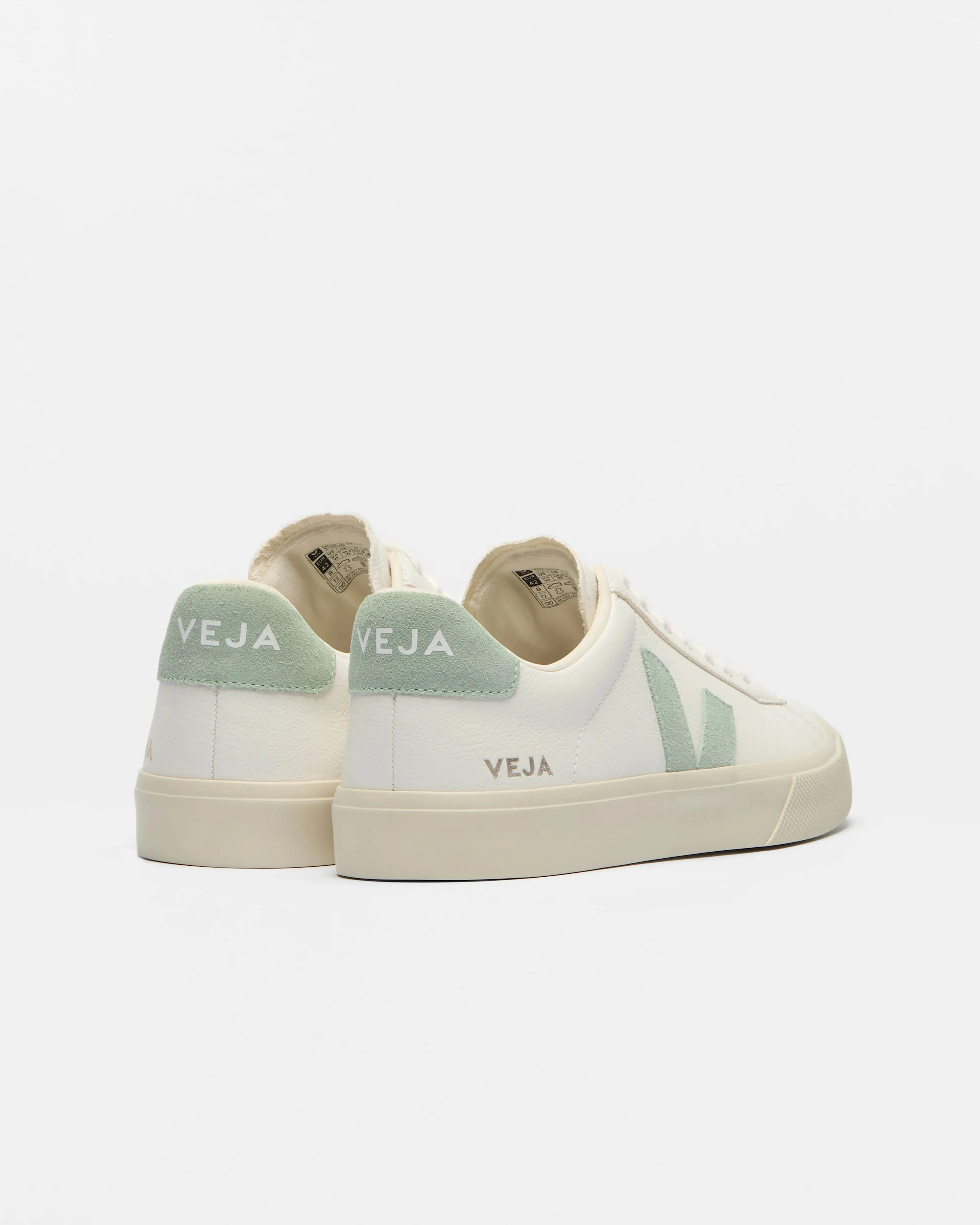 VEJA Campo Leather Womens Trainers - Extra White/Matcha - Image 3