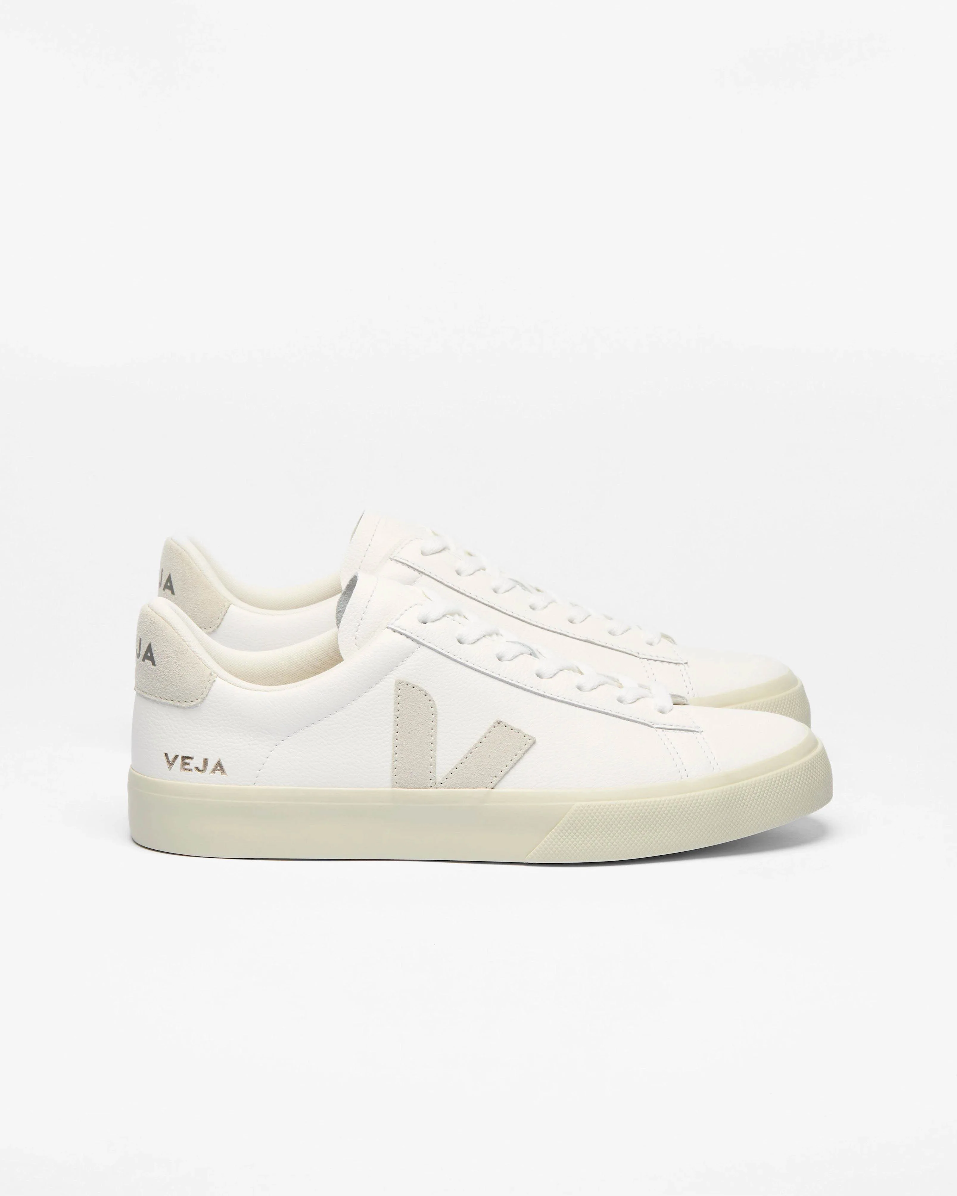 VEJA Campo Leather Womens Trainers - Extra White/Natural Suede - Image 2