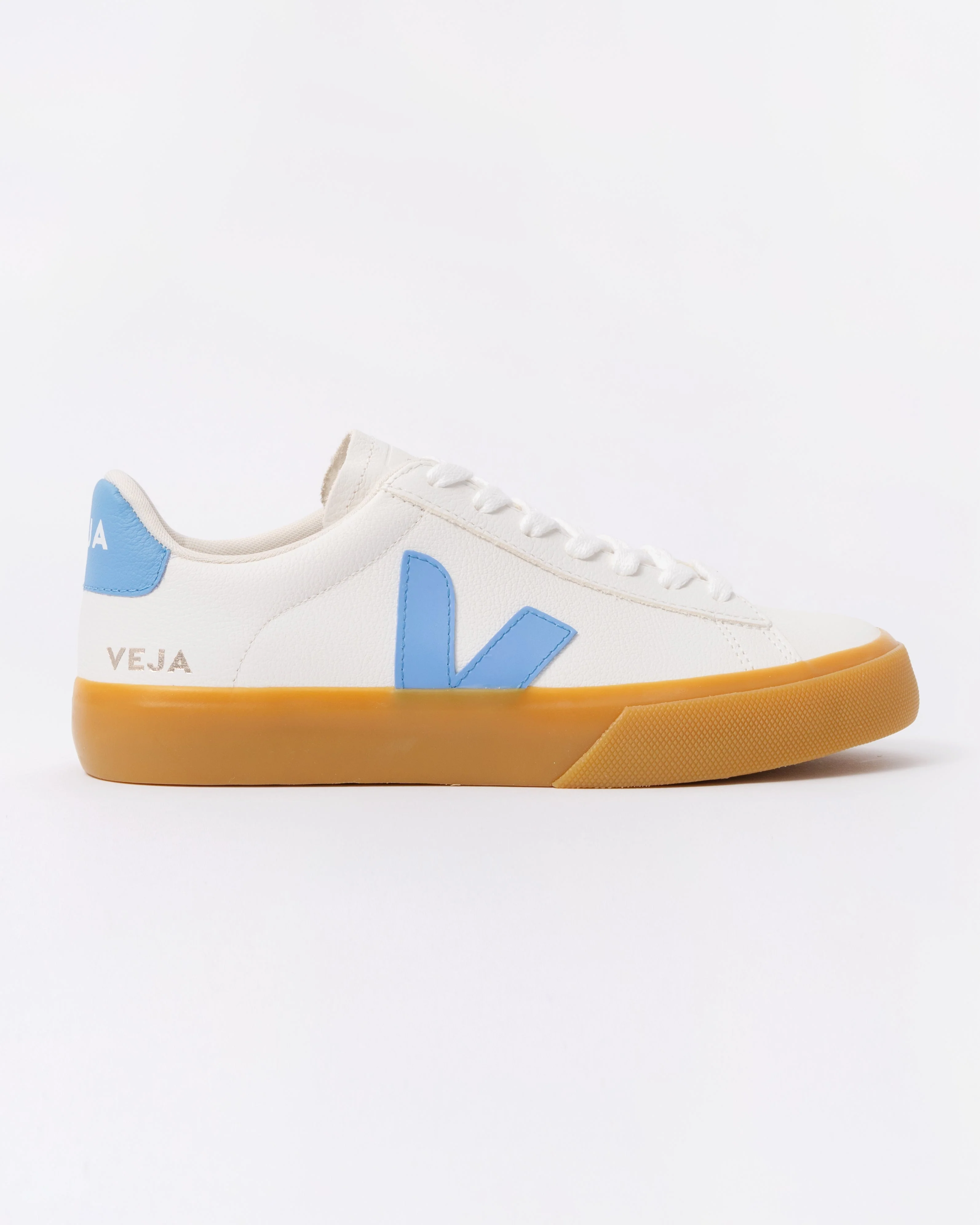 VEJA Campo Leather Womens Trainers - White/Aqua - Image 4