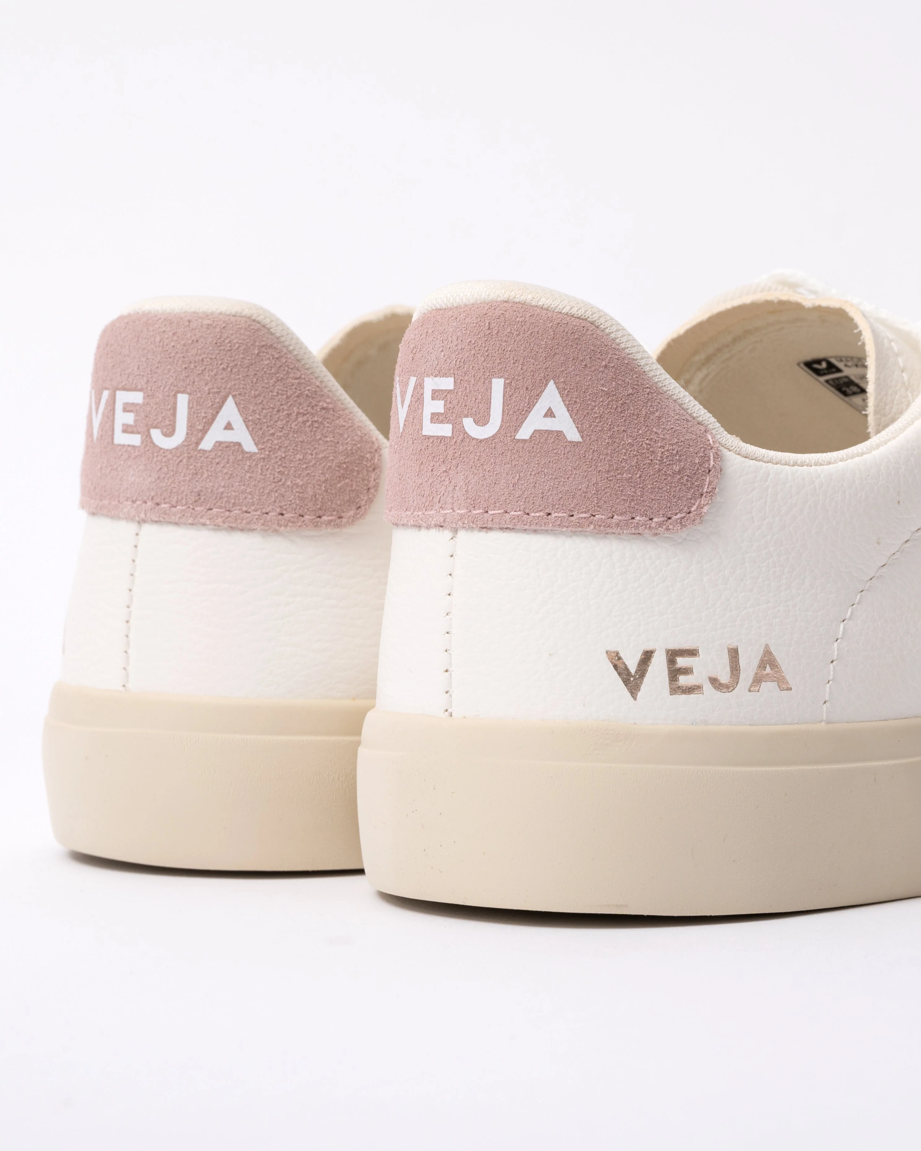 VEJA Campo Leather Womens Trainers - White/Babe - Image 2