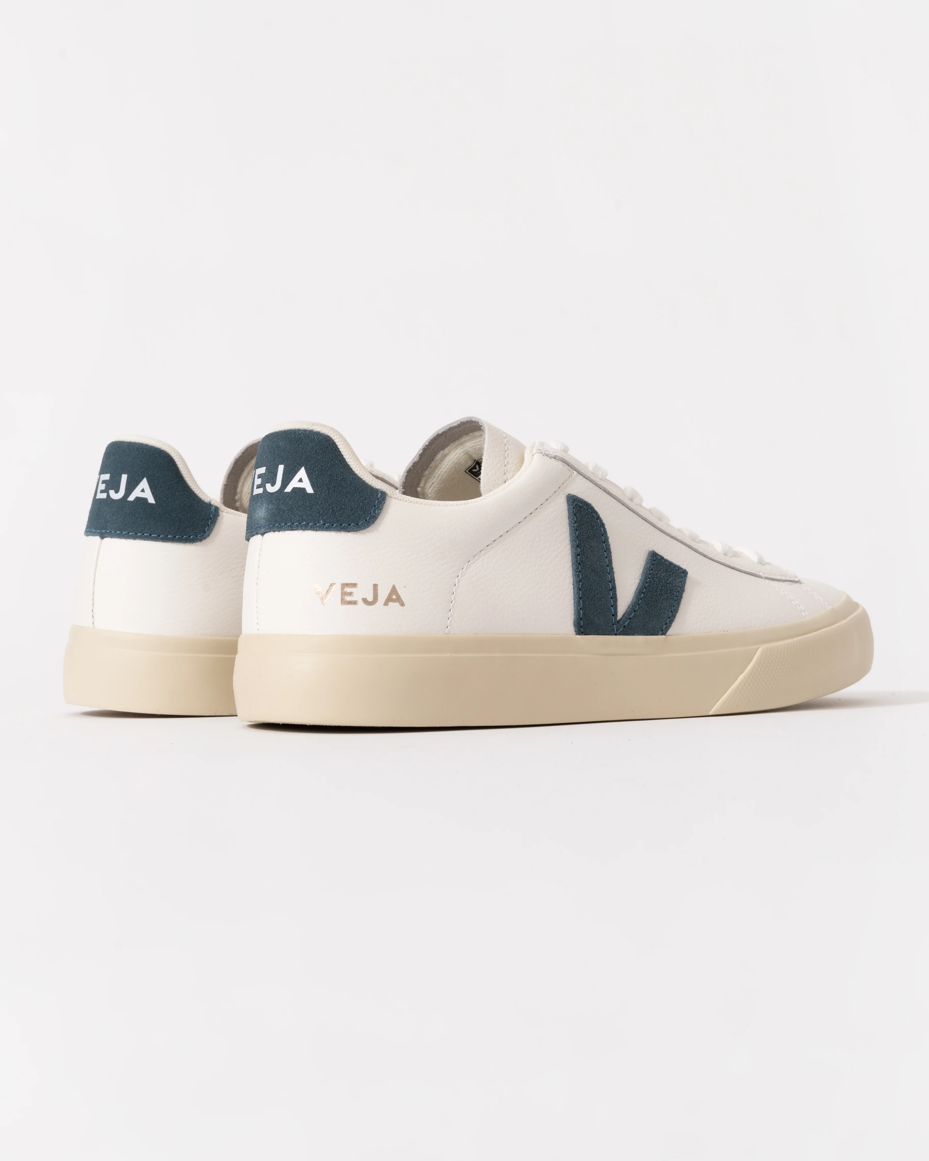 VEJA Campo Leather Womens Trainers - White/California - Image 3