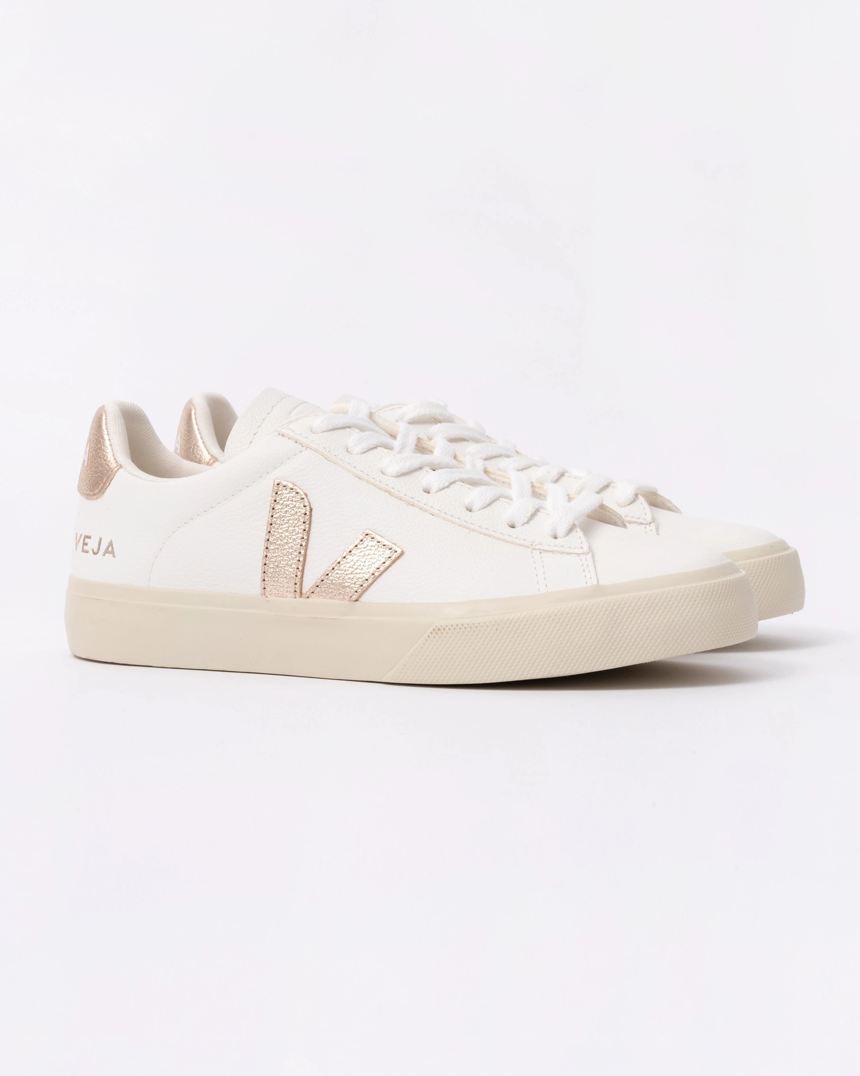 VEJA Campo Leather Womens Trainers - White/Platine - Image 3