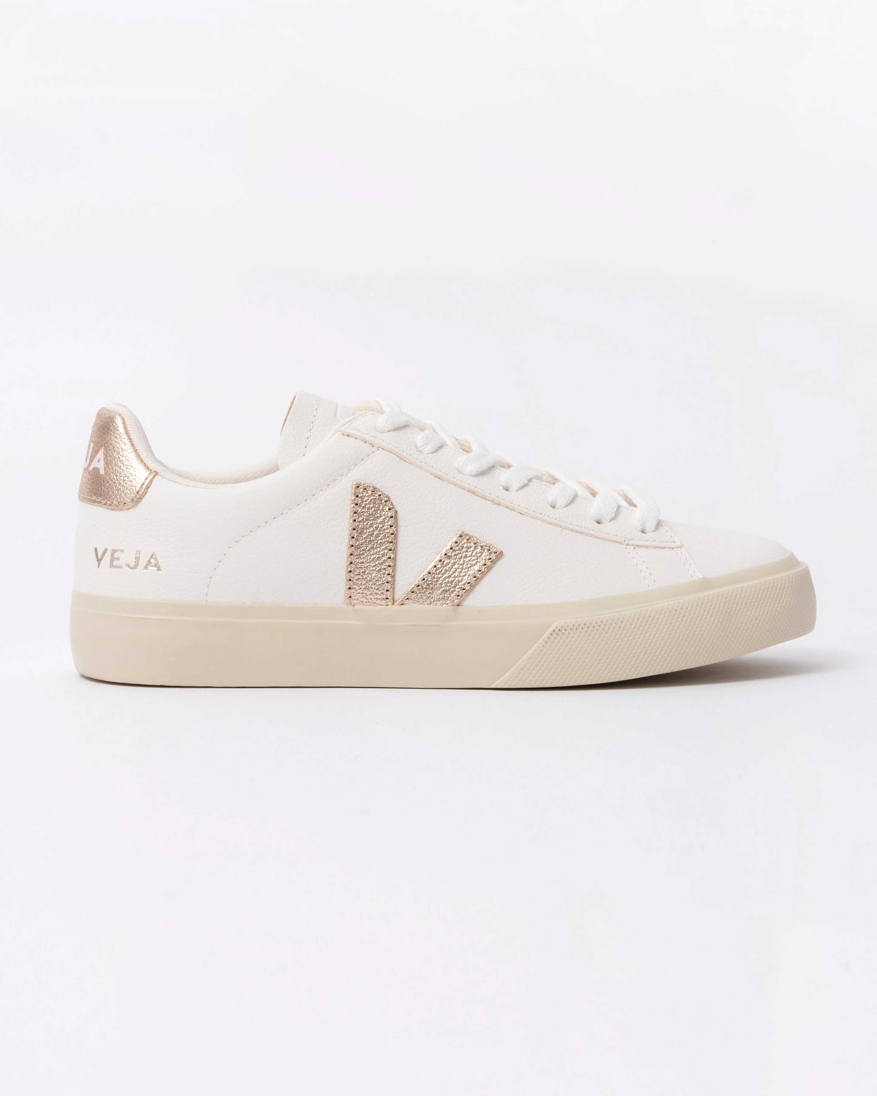 VEJA Campo Leather Womens Trainers - White/Platine - Image 4