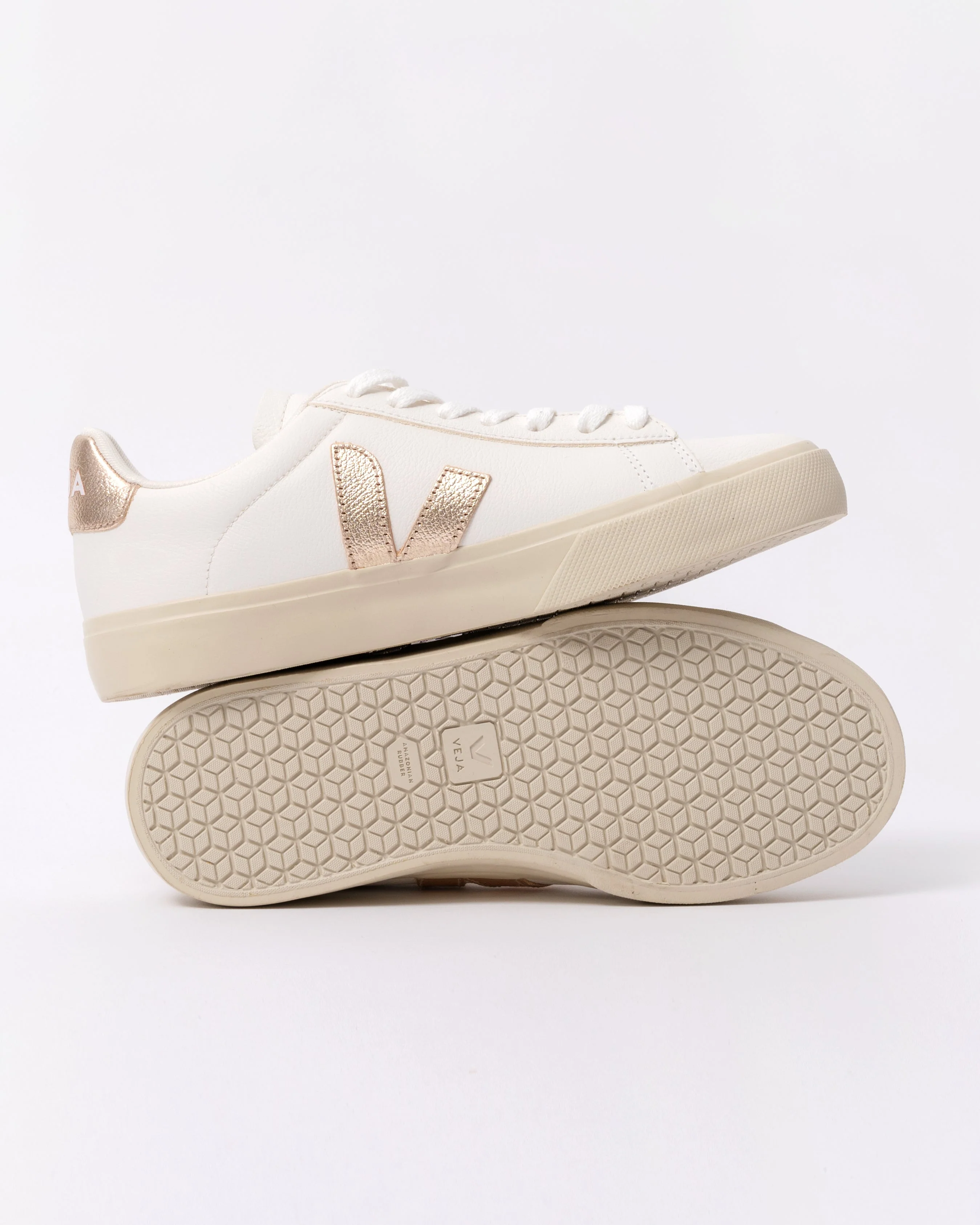 VEJA Campo Leather Womens Trainers - White/Platine - Image 5