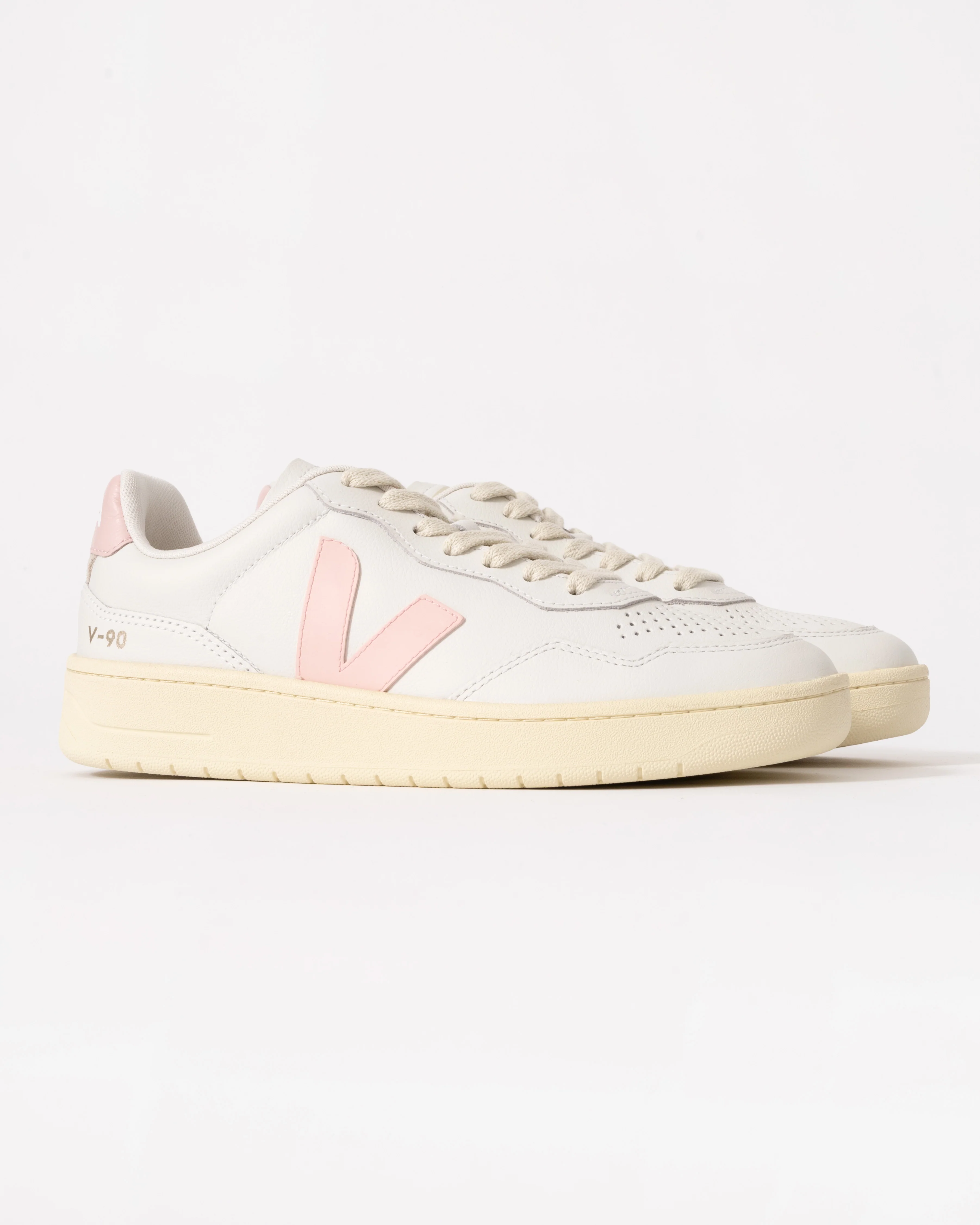 VEJA V-90 OT Leather Womens Trainers - White/Petale - Image 5