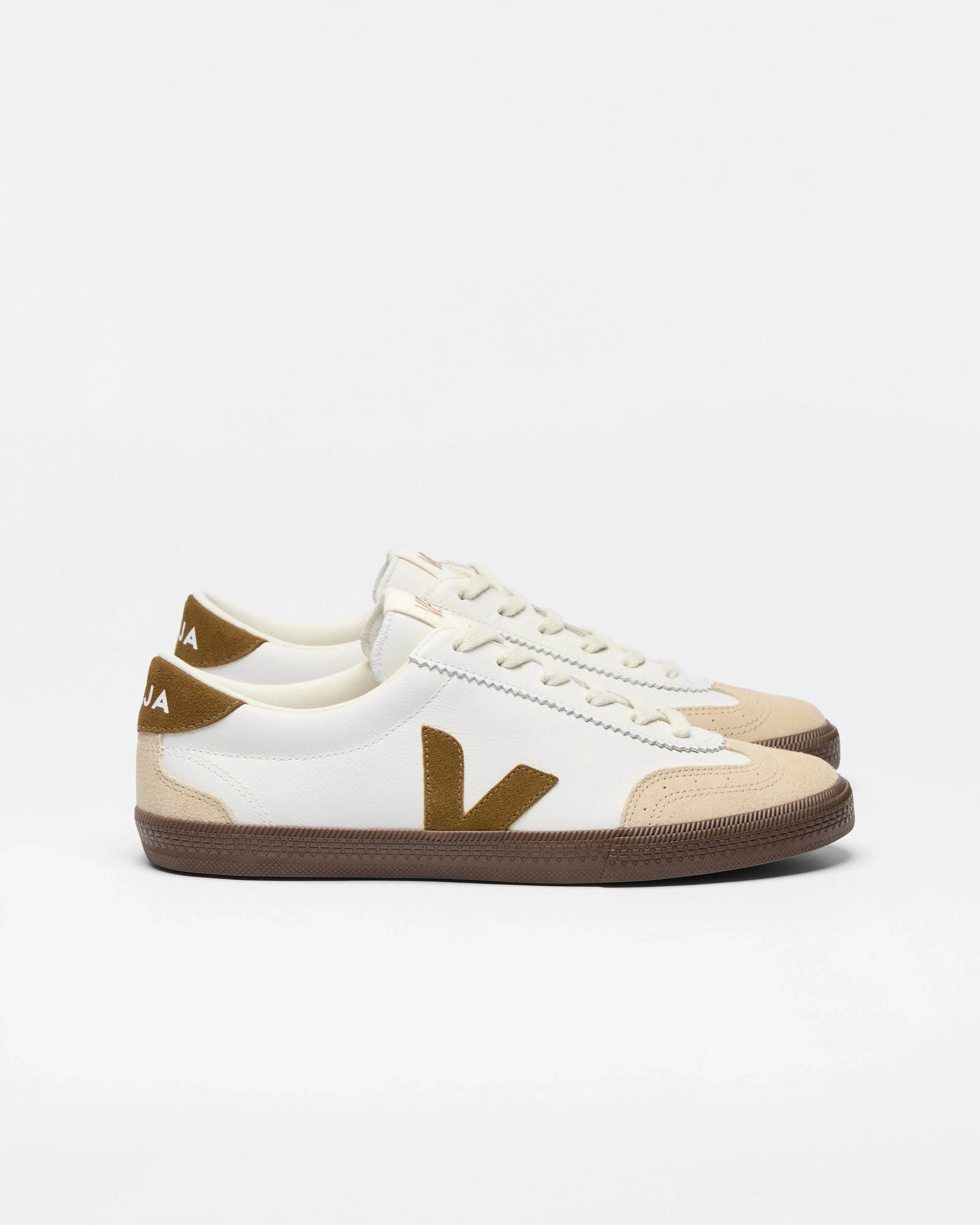 VEJA Volley Leather Womens Trainers - White/Tent/Bark - Image 3