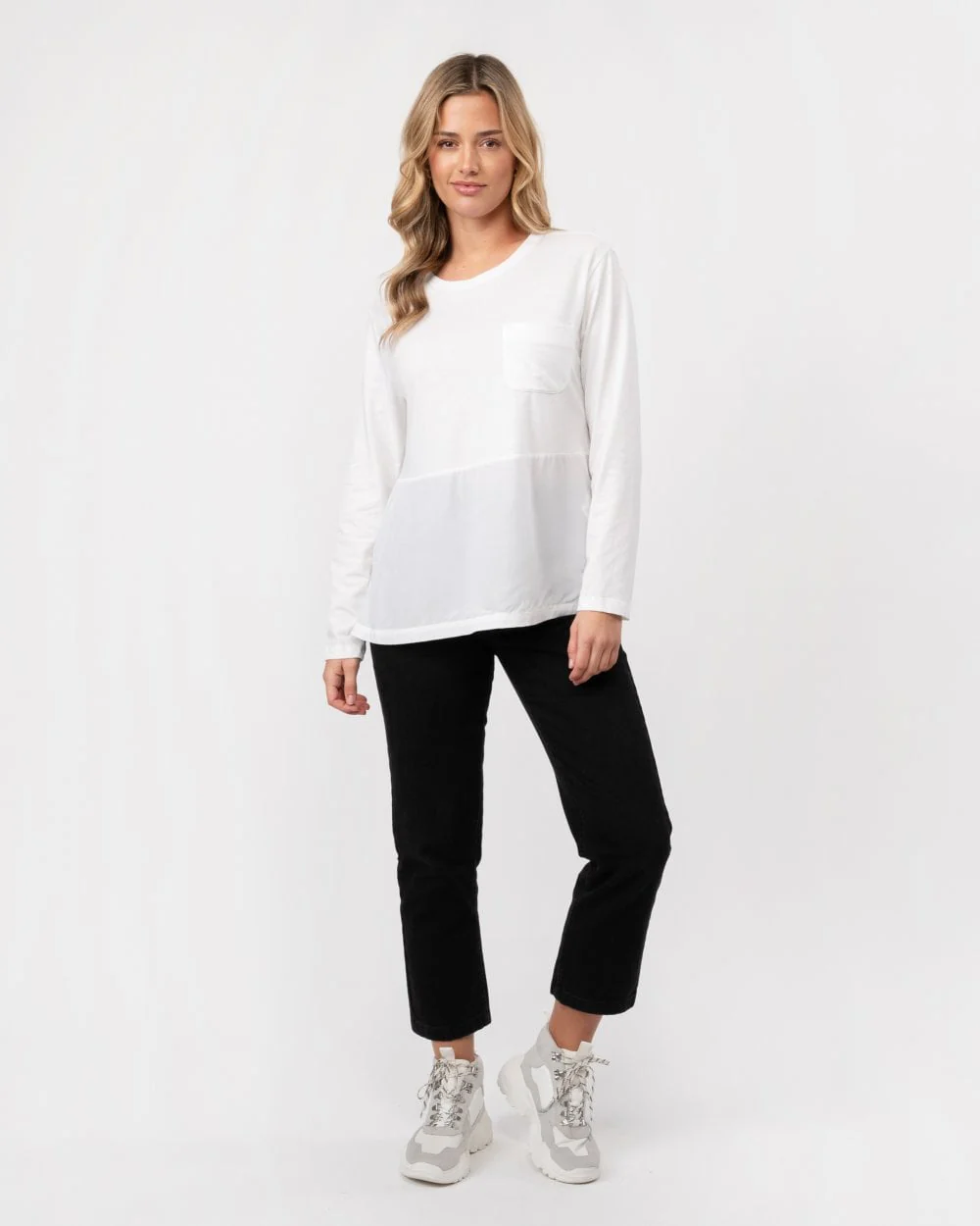 Woolrich Fluid Jersey LS Womens Tee - White - Image 3